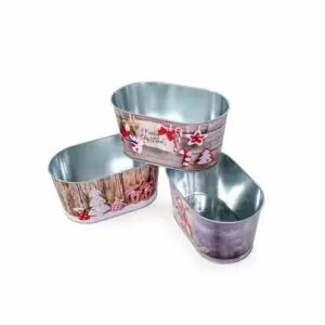 Cubo de metal ovalado